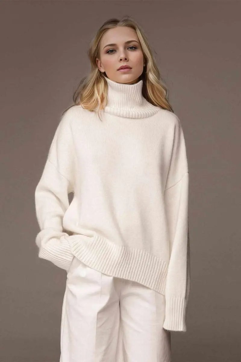 Basic Bae Turtleneck Dropped Shoulder Long Sleeve Sweater - Love Salve